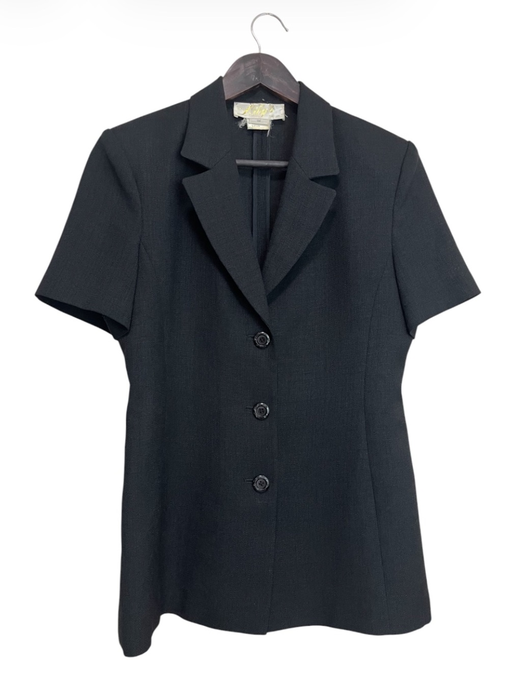 Vintage Lily Black Short-Sleeve Tailored Blazer Jacket